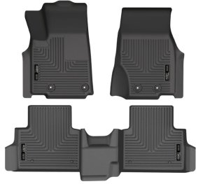 Jeep Grand Cherokee L Floor Liner - Front + Rear - Husky Liners - WeatherBeater - Black - `21-`23